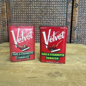 Vintage empty tobacco can velvet pipe tobacco metal can
